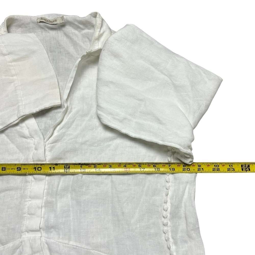 Laura Bianchi 100% Linen Tunic Made in Italy Cottage Core Size Large - Picture 5 of 6